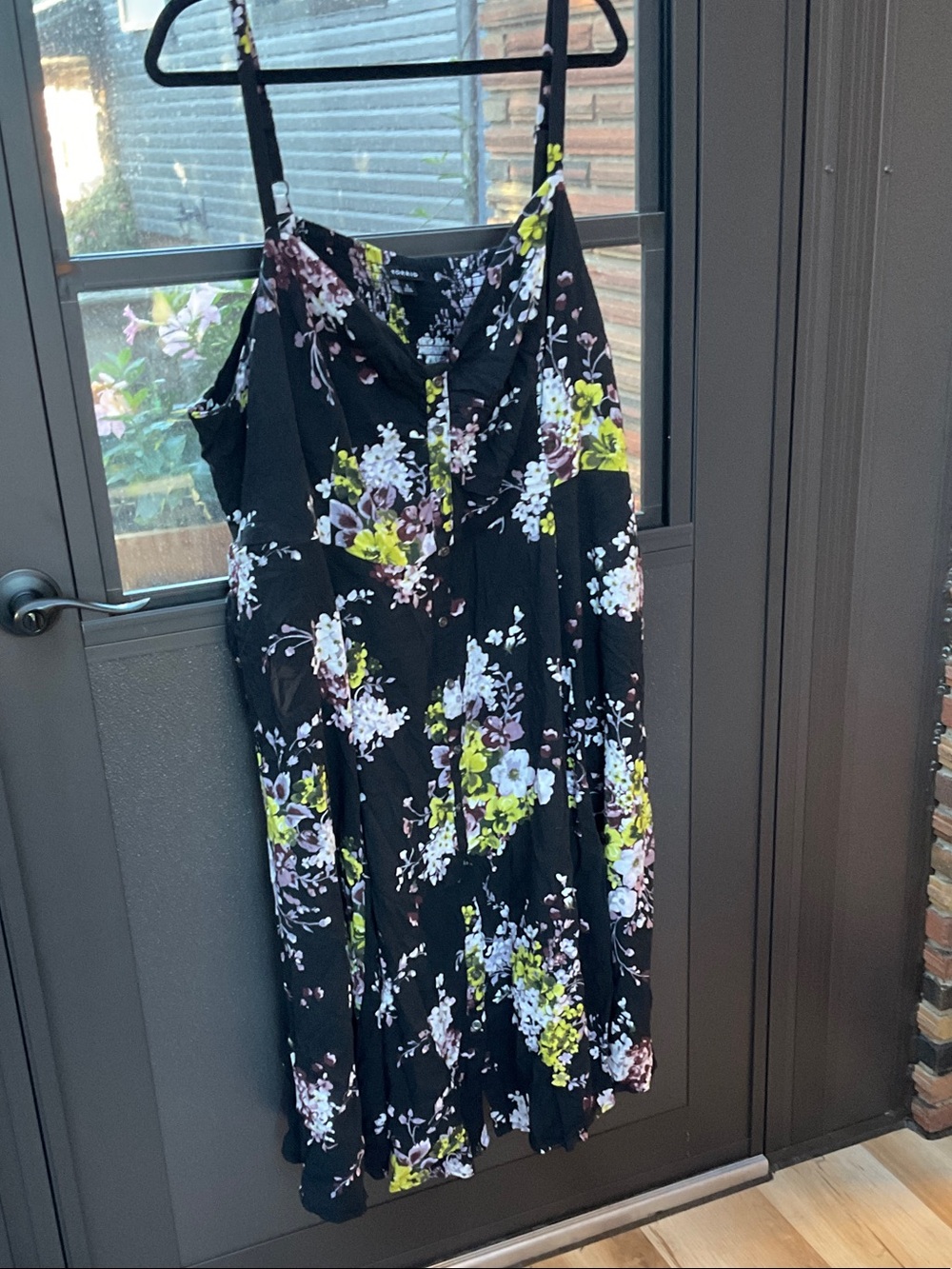 torrid Black Floral Midi Dress with Yellow & Pink Accents